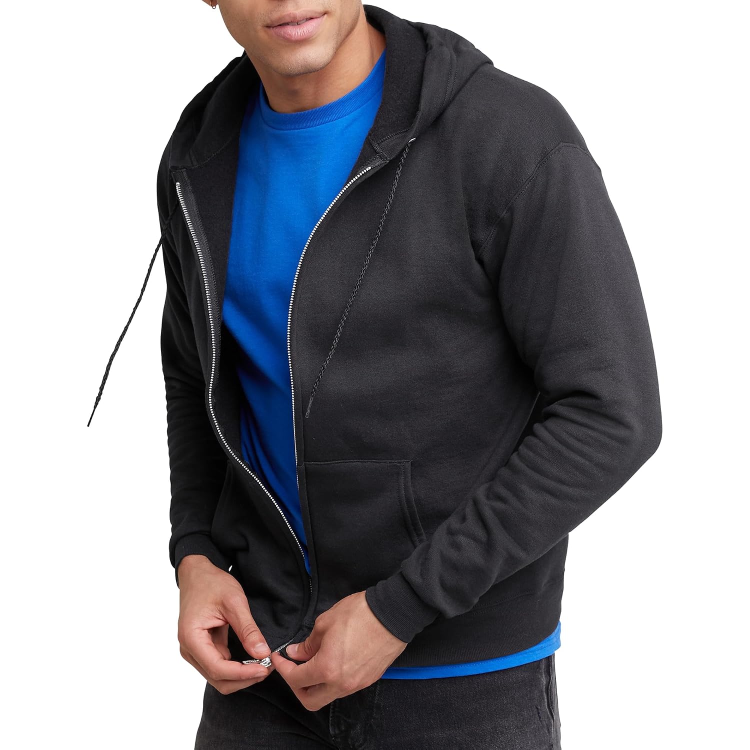 Hanes Men'S Zip-Up Hoodie, Ecosmart Fleece Full-Zip Hoodie For Men, Hooded Sweatshirt