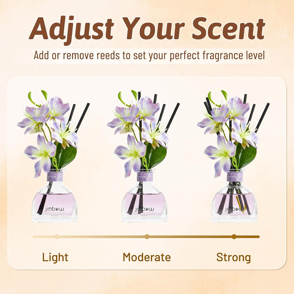 Flower Reed Diffuser Set, Home Fragrance With Vanilla Essential Oil And Scent Sticks, Air Freshener For Bedroom, Living Room, Office Or Bathroom Decor 3.4 Oz