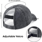 HH HOFNEN Ponytail Hats Womens Washed Distressed Baseball Cap High Ponycaps Cotton Dad Hat with Ponytail Hole #1 Black