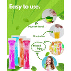 Ansmio 150 Disposable Popsicle Mold Bags With Zip Seals, 8X2" Freezer Tubes For Diy Ice Pops, Yogurt, Juice & Fruit Smoothies - Includes Funnel, Bpa-Free, Ice Pop Molds
