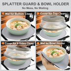 2 In 1, Aidacom Microwave Splatter Cover For Food & Silicone Microwave Mat, Mat As Bowl Holder, Trivet, Pot Holders, Drying, Baking, Utensils Rest For Kitchen Counter, Dishwasher Safe, Grey