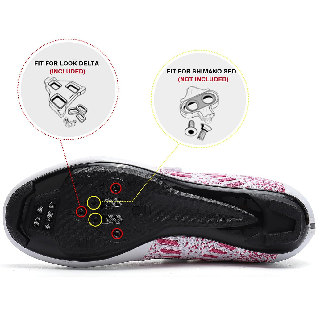 Unisex Road Bike Cycling Shoes Compatible With Peloton Shimano Spd Bike Riding Shoes For Men Women, 3 Straps, Pre-Installed Delta Cleats For Indoor Outdoor Cycling Biking
