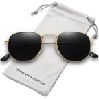 Polarized Sunglasses for Womens Men Trendy Square Hexagonal Flat Mirrored Sun Glasses UV Protection