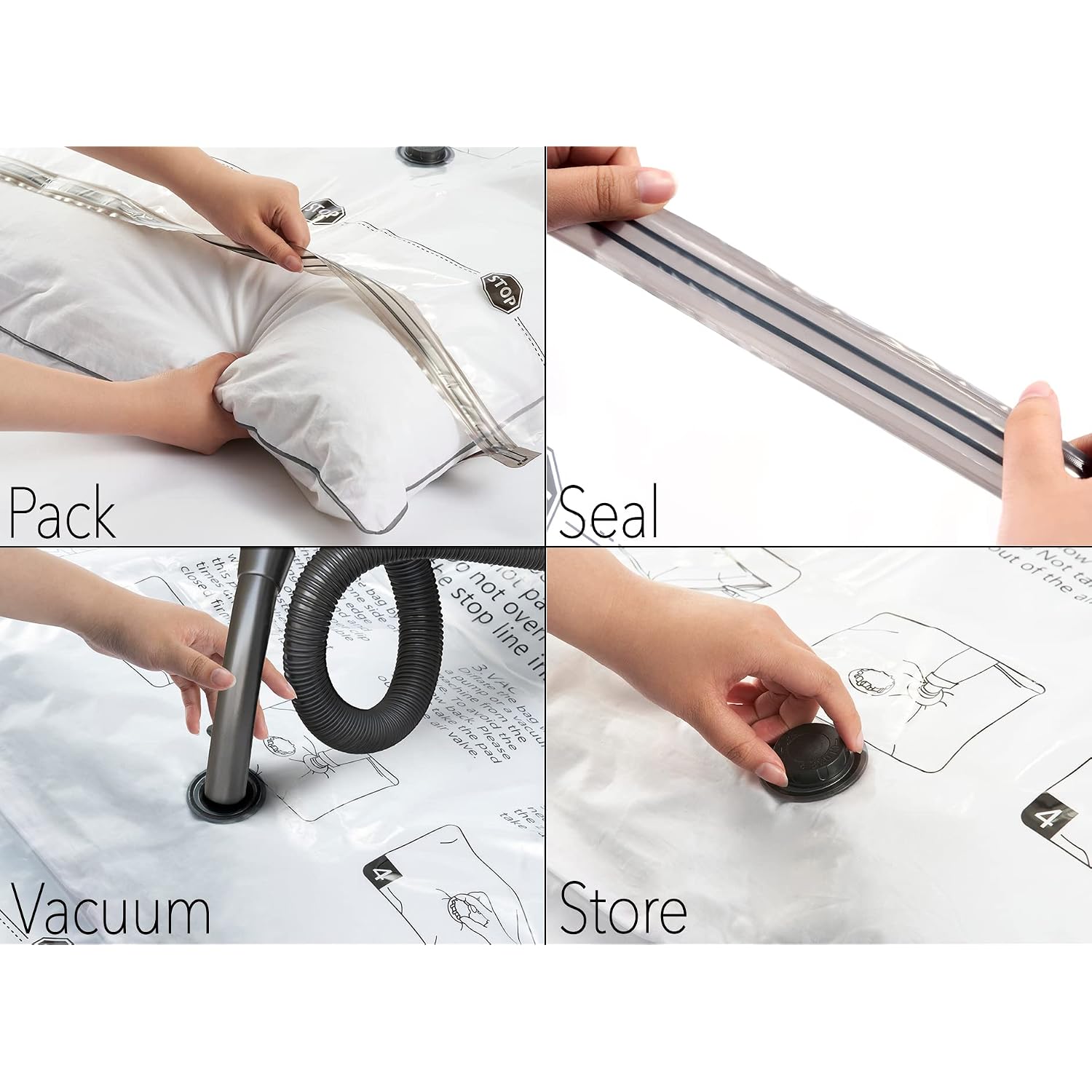 Spaceaid Jumbo Vacuum Storage Bags, Space Saver Sealer Compression Bags For Comforters, Blankets, Pillows, Bedding, Clothes (X-Large 3 Pack)