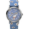 Timex Women'S Peanuts Floral 38Mm Watch - Pink Strap White Dial Silver-Tone Case
