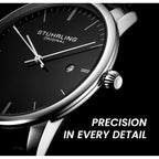 Stuhrling Original Men'S Watch Dress Watch 40Mm, Ultra Slim Mens Watch Leather Strap, Quartz Analog Men'S Wrist Watch, Classic Minimalist Watch For Men