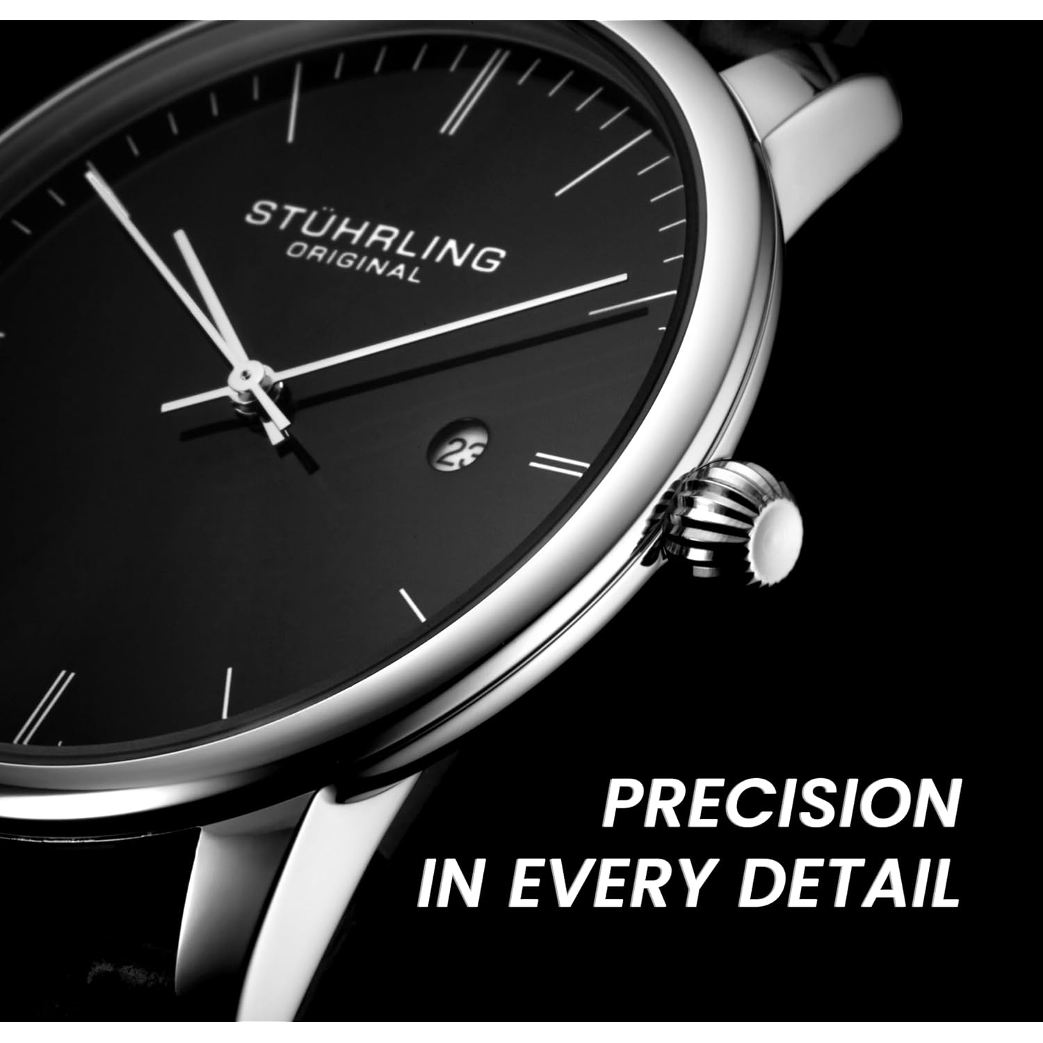 Stuhrling Original Men'S Watch Dress Watch 40Mm, Ultra Slim Mens Watch Leather Strap, Quartz Analog Men'S Wrist Watch, Classic Minimalist Watch For Men