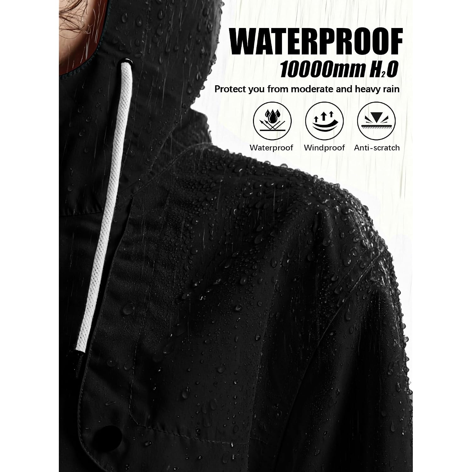 Womens Rain Jacket For Heavy Rain Waterproof Long Hooded Raincoats Outdoor Lined Raincoat S-Xxl