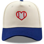 Embroidered Sports Baseball Cap with Love Heart, Two-Tone Adjustable Cotton Trucker Hat for Men Women Gifts Baseball Love Heart - Navy Blue