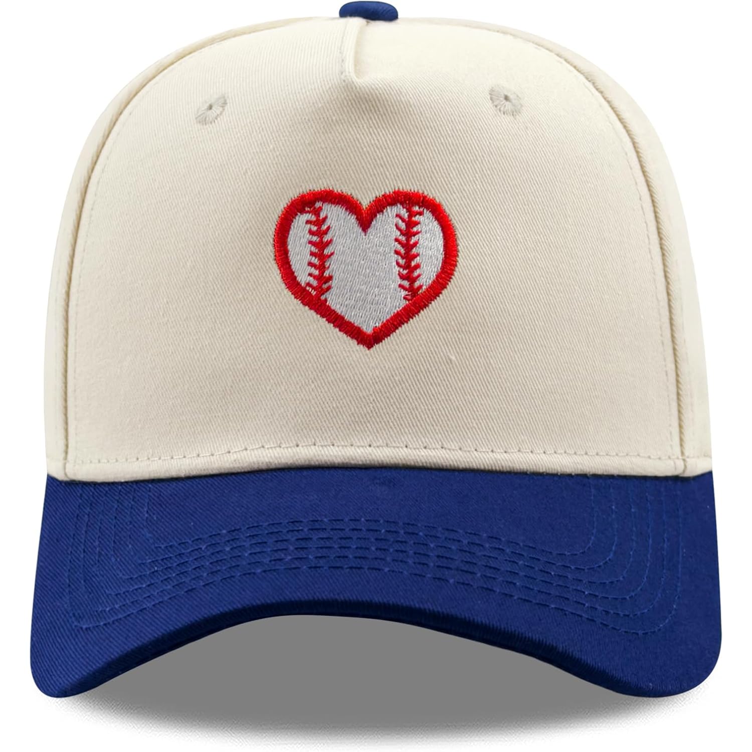 Embroidered Sports Baseball Cap with Love Heart, Two-Tone Adjustable Cotton Trucker Hat for Men Women Gifts Baseball Love Heart - Navy Blue