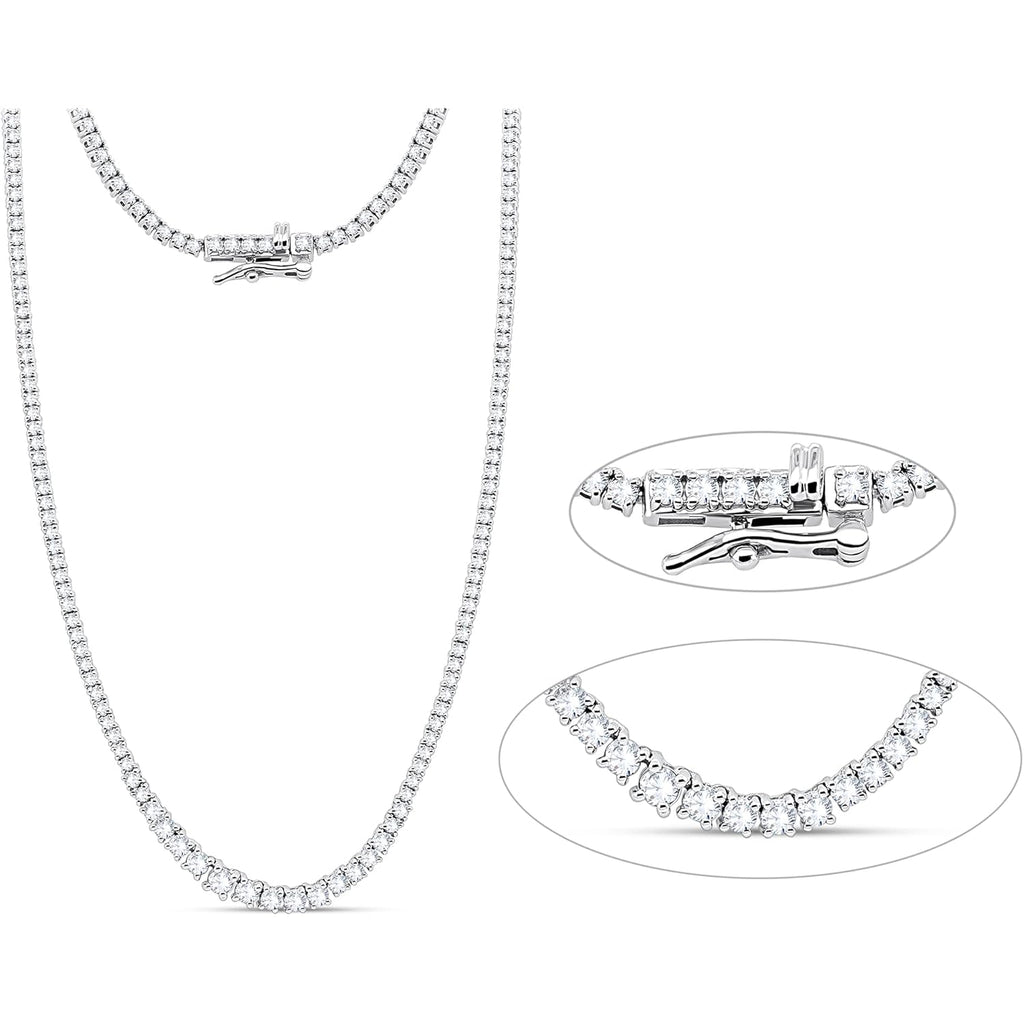 5 Carat Moissanite Tennis Necklace – Available in 14K & 10K Gold or 925 Sterling Silver, D Color VVS1–VVS2 Certified Stones, Riviera Necklace for Men & Women, 18" Luxury Jewelry