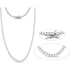 5 Carat Moissanite Tennis Necklace – Available in 14K & 10K Gold or 925 Sterling Silver, D Color VVS1–VVS2 Certified Stones, Riviera Necklace for Men & Women, 18" Luxury Jewelry
