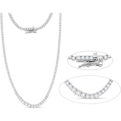 5 Carat Moissanite Tennis Necklace – Available in 14K & 10K Gold or 925 Sterling Silver, D Color VVS1–VVS2 Certified Stones, Riviera Necklace for Men & Women, 18" Luxury Jewelry