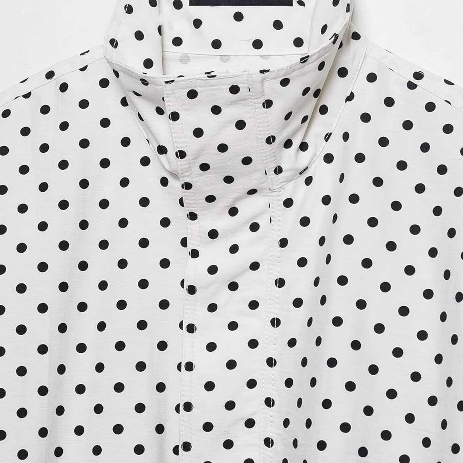 Women Polka Dot Jacket Stand Collar Cropped Jackets Zip Up Coat Casual Fashion Coat Fall Spring Jacket With Pockets