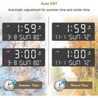 Dreamsky Wooden Digital Alarm Clocks For Bedrooms With Date & Day Of Week | Living Room Desk Clock, Temperature, Usb Port, Dimmer Wheel, Adjustable Volume, Auto Dst, Office Wood Decor (Plug-In)