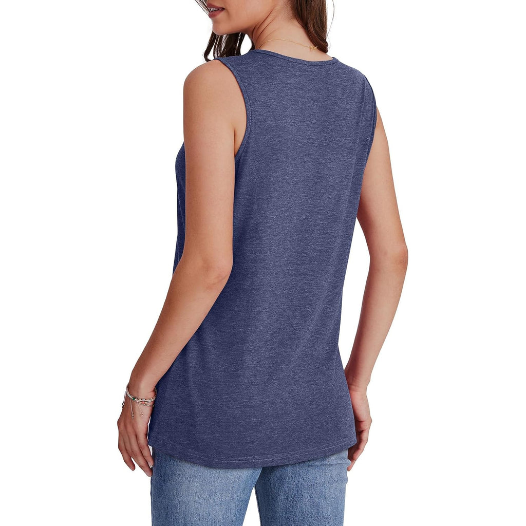 WIHOLL Tank Tops for Women Summer V Neck T Shirts Trendy Sleeveless Basic Tees Fashion Clothing