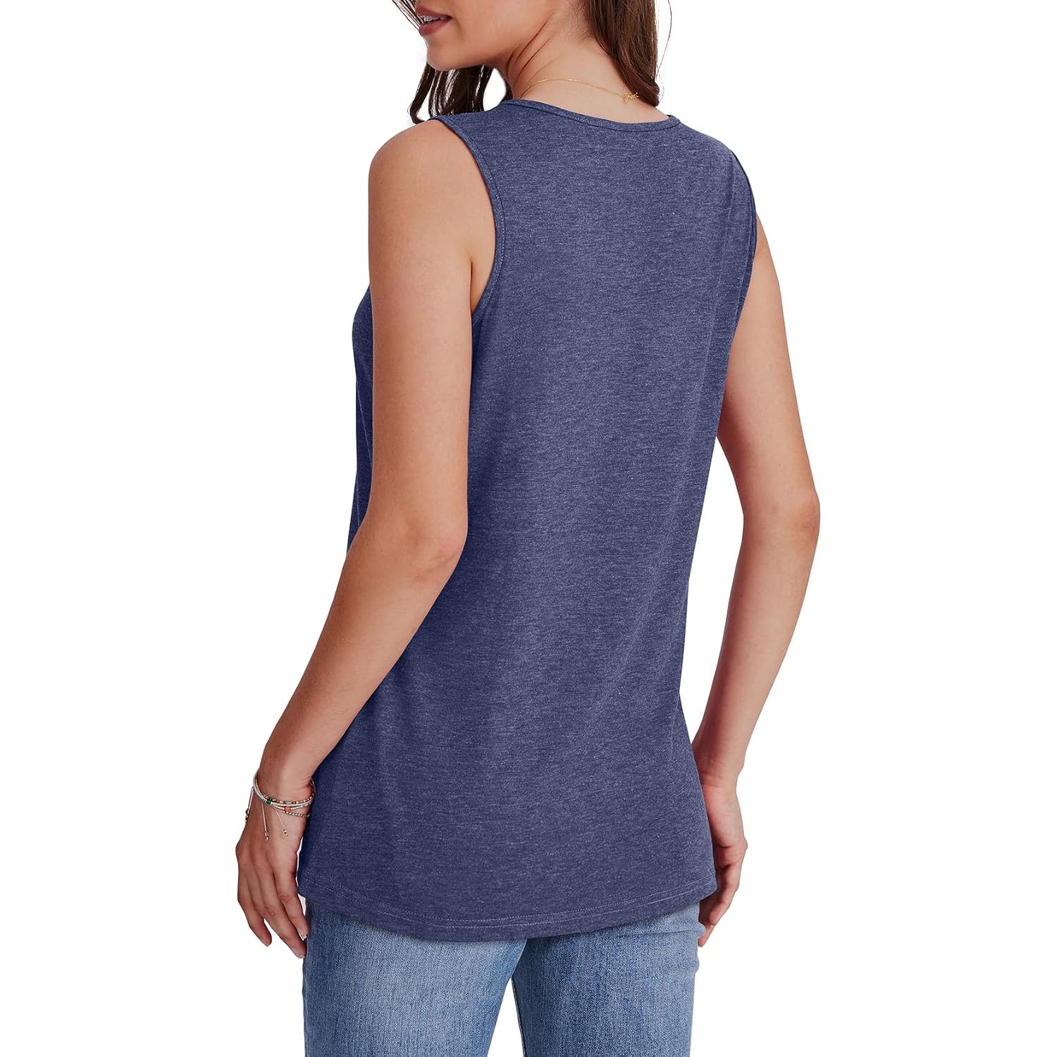 WIHOLL Tank Tops for Women Summer V Neck T Shirts Trendy Sleeveless Basic Tees Fashion Clothing