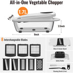 8 Blade All-In-1 Vegetable Chopper Mandoline Slicer With Container, Food Chopper, Onion Chopper, Veggie Cutter For Salad, Kitchen Gadgets Accessories Essentials, White