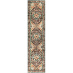Yamaziot Washable Runner Rug, 2x8 Non-Slip Boho Vintage Hallway Rug Runner with Rubber Backing, Stain Resistant & Low Pile Faux Wool Distressed Carpet Runner for Bedroom, Kitchen, Laundry, Entrance