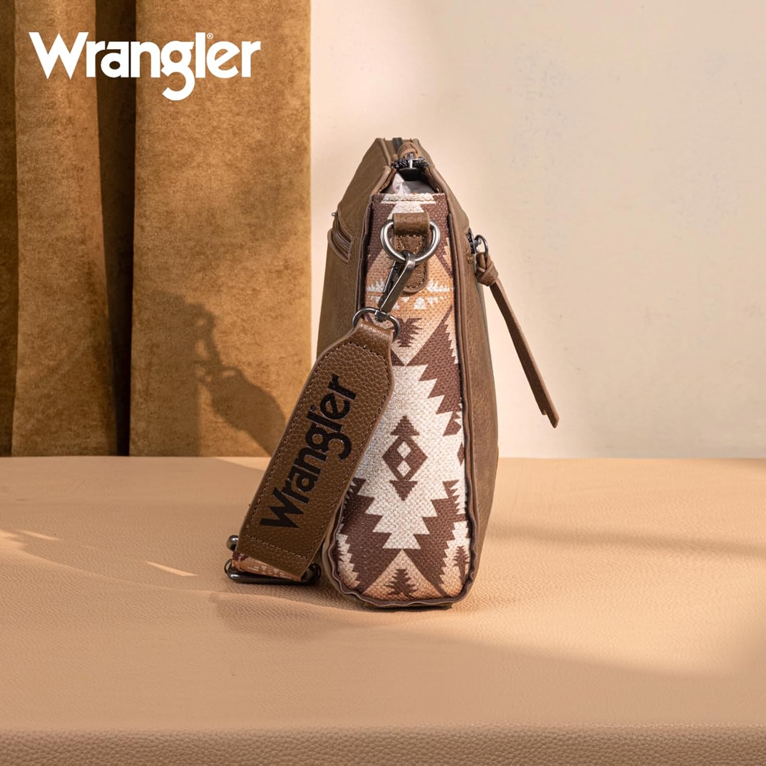 Wrangler Aztec Crossbody Purse Medium Shoulder Bags for Women Western Handbag with Guitar Strap