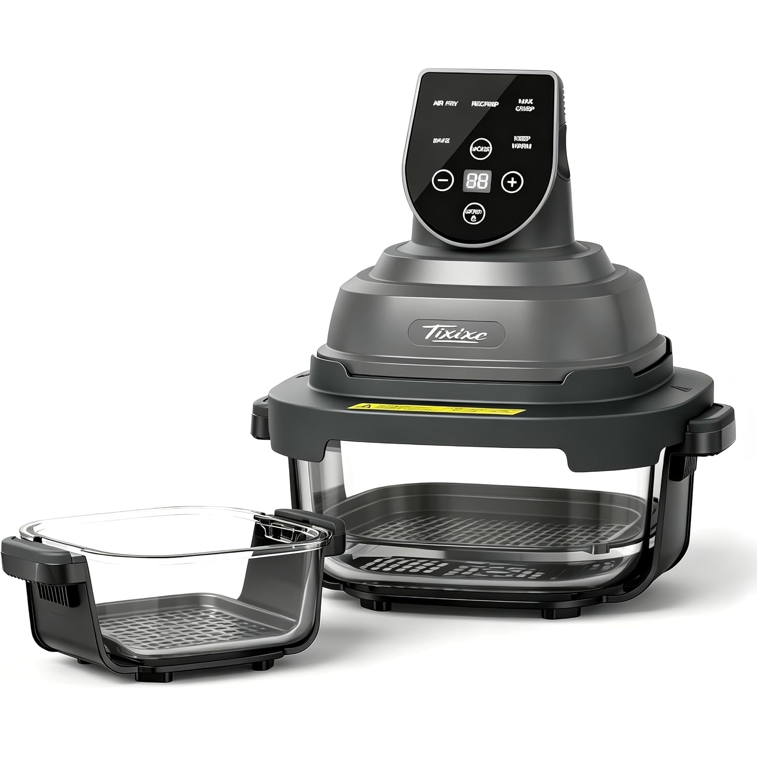 5-In-1 Glass Air Fryer For Zero-Oil Healthy Cooking, Space-Saving 1500W Countertop Cooker With 4Qt 6-Cup Glass Bowl, Non-Toxicsafe & Dishwasher Friendly For Small & Large Family Meals