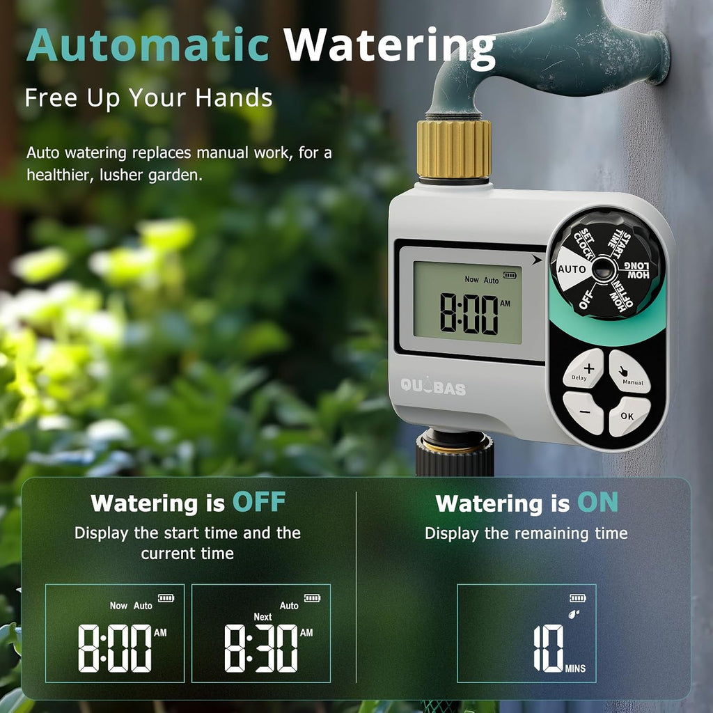 Brass Sprinkler Timer, Programmable Water Hose Timer For Garden Hose Faucet With Waterproof Hd Screen, Rain Delay/Manual/Automatic Irrigation Watering System For Garden, Lawn, Yard