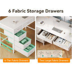 Odk Computer Desk With 6 Drawers, 40 Inch Small Desk With Storage, Reversible Desk For Home Office, Work Study Table For Bedroom, White