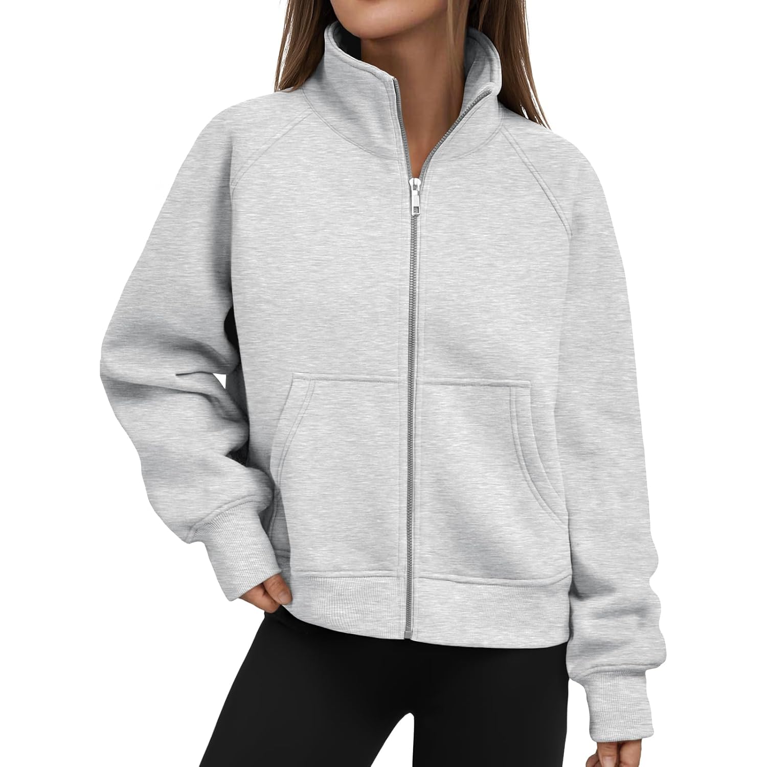 Trendy Queen Womens Zip Up Hoodies Cropped Crewneck Sweatshirts Casual Jackets Y2K Clothes Fall Fashion 2026