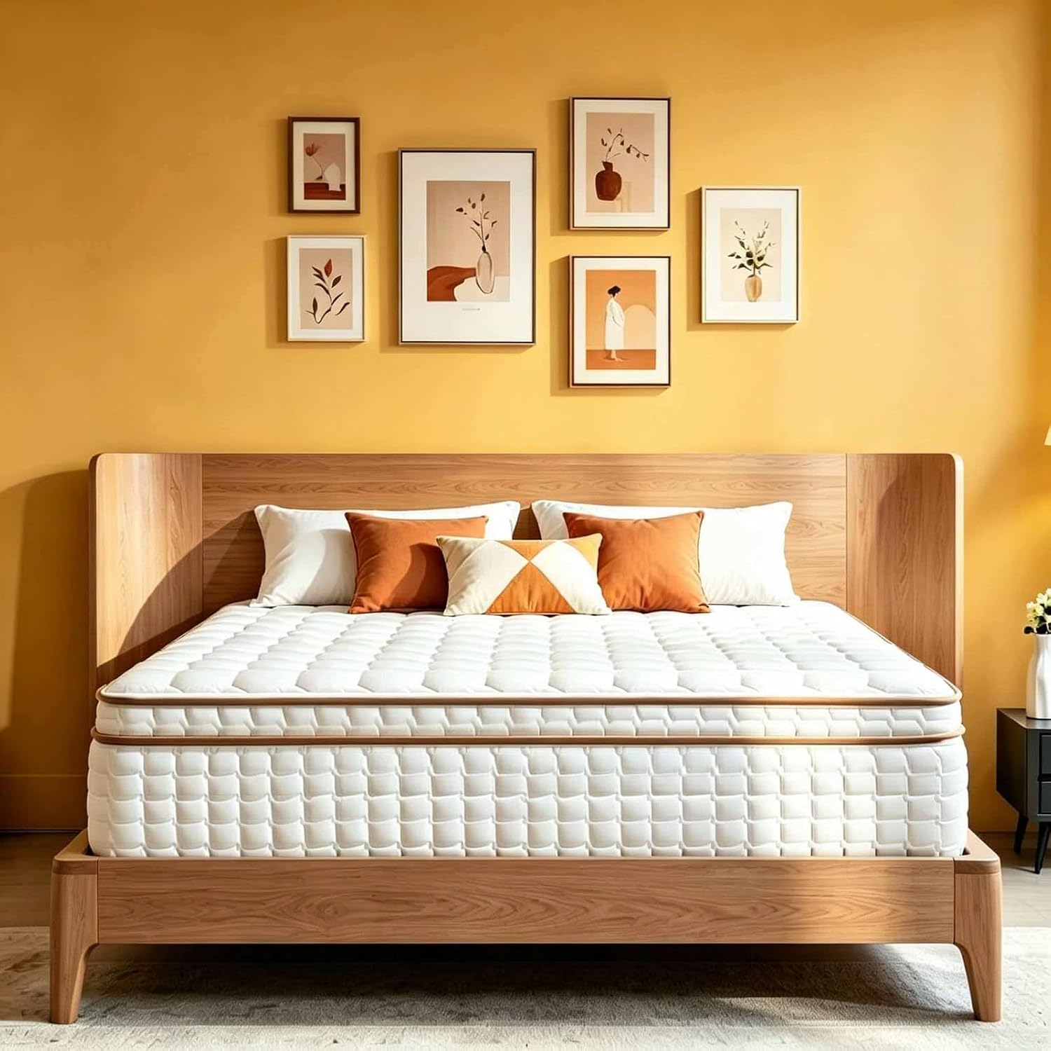 King Mattress, 12 Inch Hybrid King Size Mattress In A Box, Medium Firm Mattresses With Memory Foam & Pocket Springs, Pressure Relief, Cool Fresh Sleep, Enhanced Edge Support， 80" X 76"