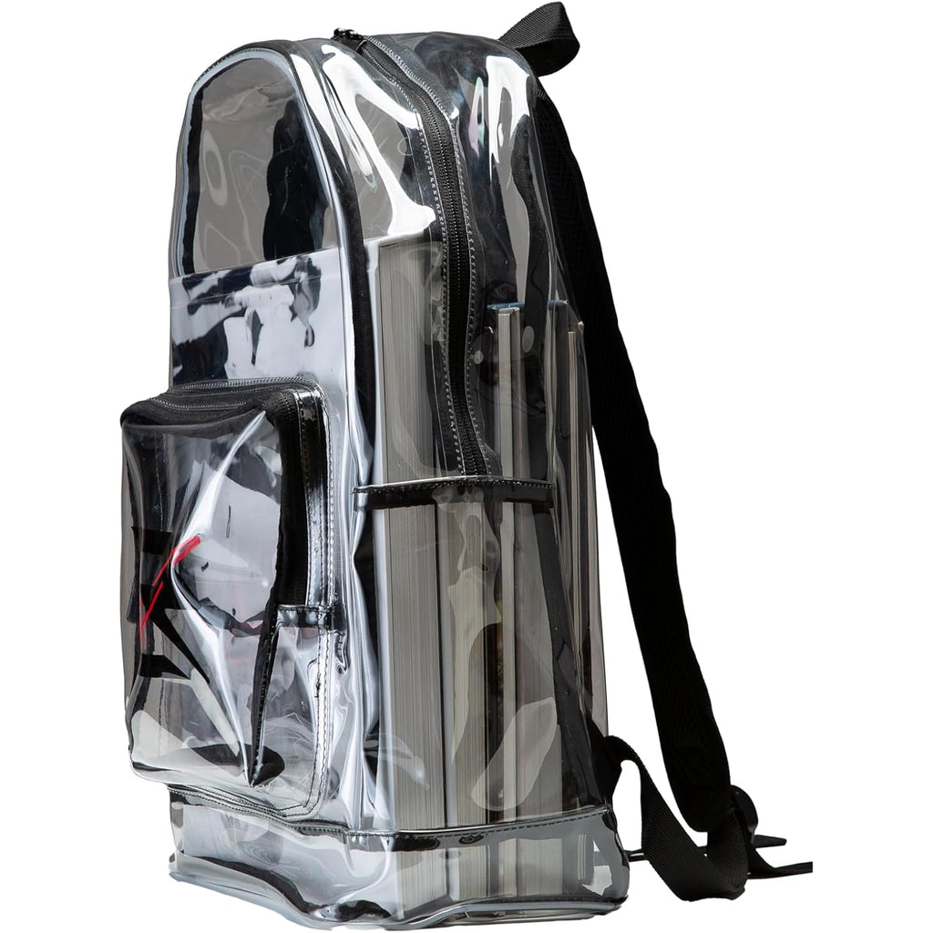 Nike 3 Brand Clear Backpack - Black - One Size (23L) | See Through School Bookbag For Boys, Girls, Men, Women. Zip Main Compartment, Side Mesh Bottle Pocket, Padded Shoulder Straps
