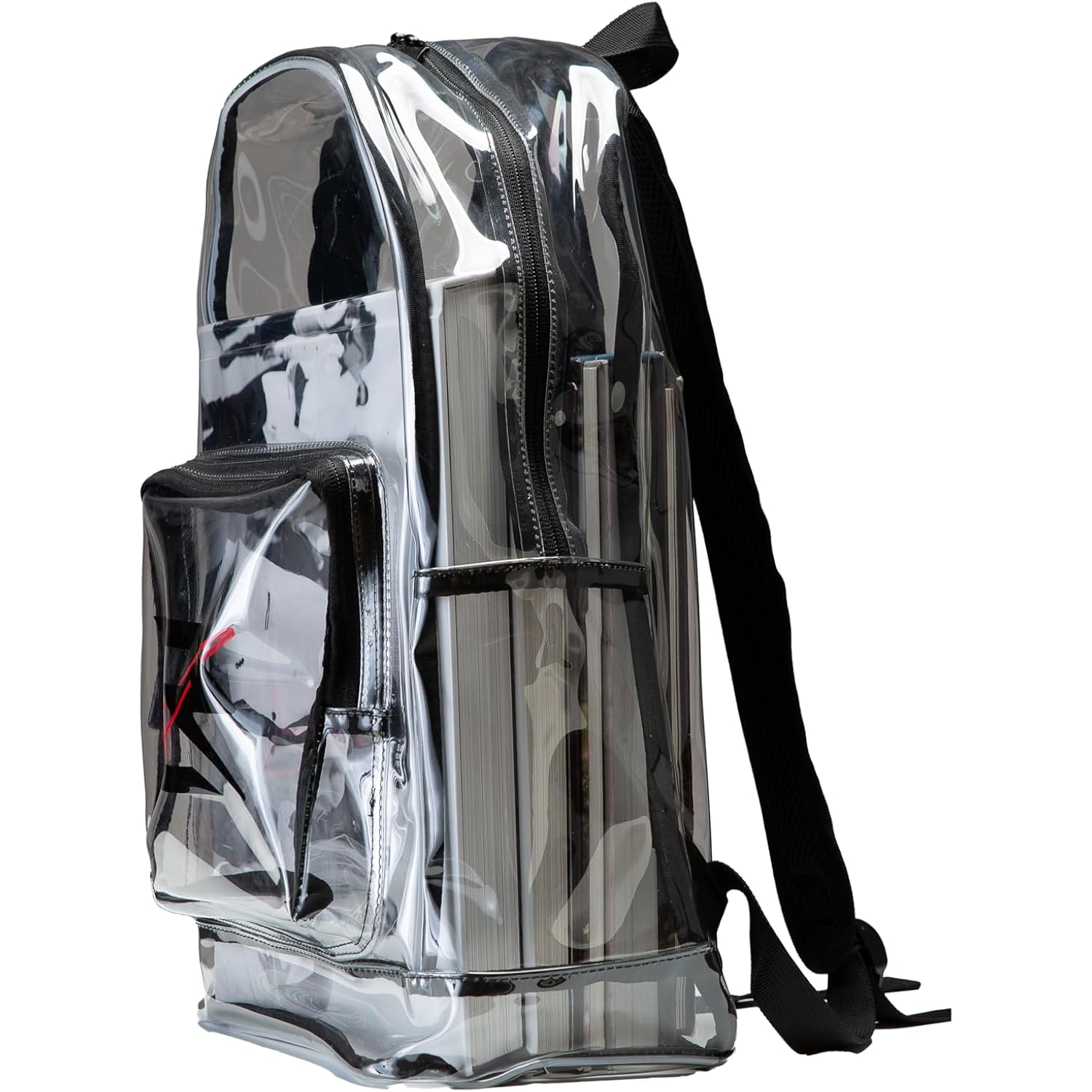 Nike 3 Brand Clear Backpack - Black - One Size (23L) | See Through School Bookbag For Boys, Girls, Men, Women. Zip Main Compartment, Side Mesh Bottle Pocket, Padded Shoulder Straps