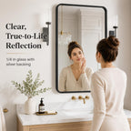 2-Pack Black Bathroom Mirrors For Over Sink 24 X 36 Inch, Metal Frame Rectangle Wall Mirror, Modern Farmhouse Vanity Mirror, Wall Mounted