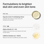 The Ordinary The Bright Set, 3-Step Regimen For Radiant, Even Skin Tone With Glycolic Acid 7% Exfoliating Toner, Alpha Arbutin 2% + Ha, And Caffeine Solution 5% + Egcg Eye Serum | Skin Care Set