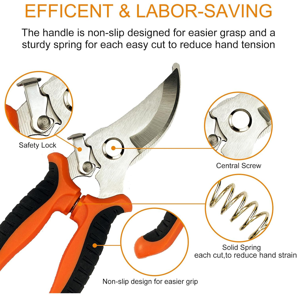 Pruning Shears, 4 Pack Garden Shears With Gardening Gloves, Clippers Handheld, Stainless Steel Garden Snips, Lengnoyp Pruners For Gardening