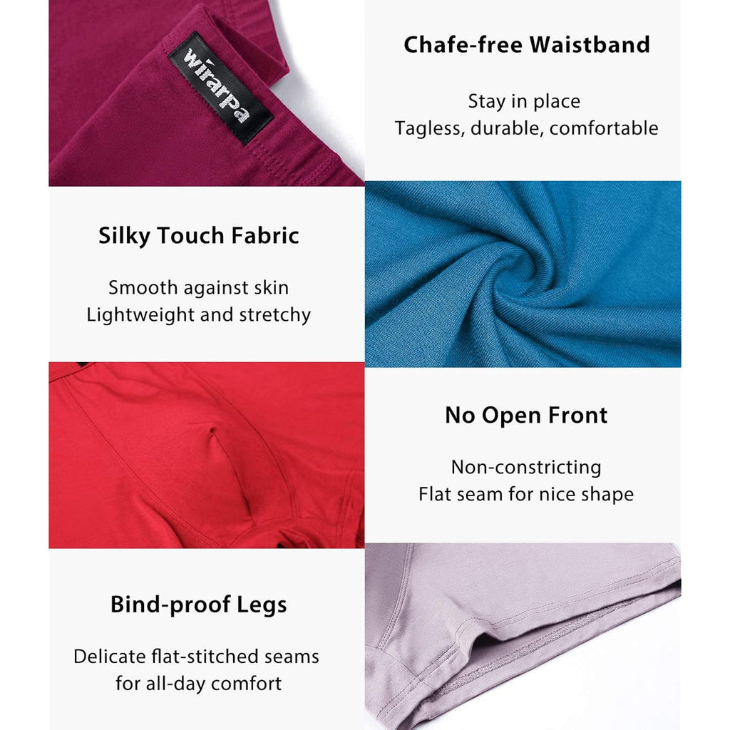 Wirarpa Men'S Breathable Modal Microfiber Trunks Underwear Covered Band Multipack