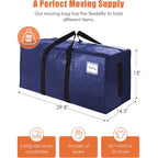 Sweet Dolphin 8 Pack 200Lb Heavy-Duty Moving Bags With Wrap-Around Handles, Extra Large Storage Totes For Space Saving, Clothes Storage Bags, College Dorm Essentials, Blue, 24 Gal