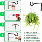 Plant Hangers Outdoor, 2 Pack 6 Inch Plant Hooks For Wall Hanging Plants | Metal Hanging Plant Bracket. Holds Up To 44 Lbs. For Hanging Plants, Bird Feeder, Flower Basket, Wind Chimes, Indoor Outdoor