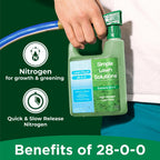 Maximum Green & Growth Fertilizer High Nitrogen 28-0-0 Liquid Lawn Food Spray Spring & Summer- Any Grass Type- Simple Lawn Solutions - Concentrated Quick & Slow Release Attached Sprayer (32 Ounce)