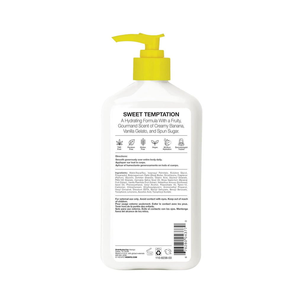Hempz Sugared Banana & Vanilla Blossom Body & Hand Lotion, Ultra Hydrating Moisturizer For Men And Women, 17 Oz