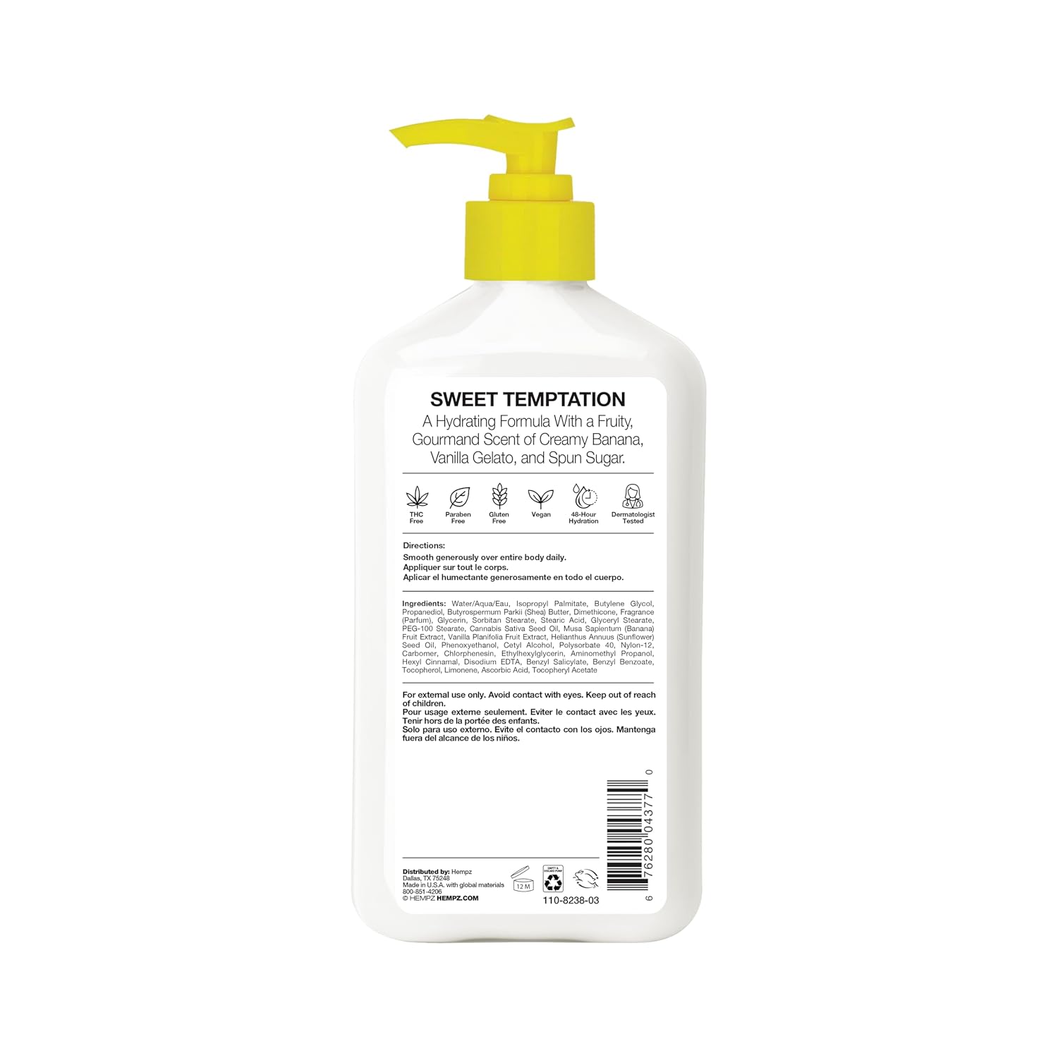 Hempz Sugared Banana & Vanilla Blossom Body & Hand Lotion, Ultra Hydrating Moisturizer For Men And Women, 17 Oz