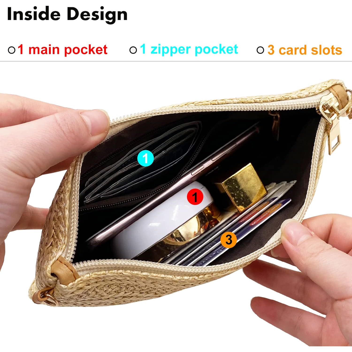 Beurlike Straw Clutch Purses for Women Beach Wristlet Wallet Small Cross body bag for Girls