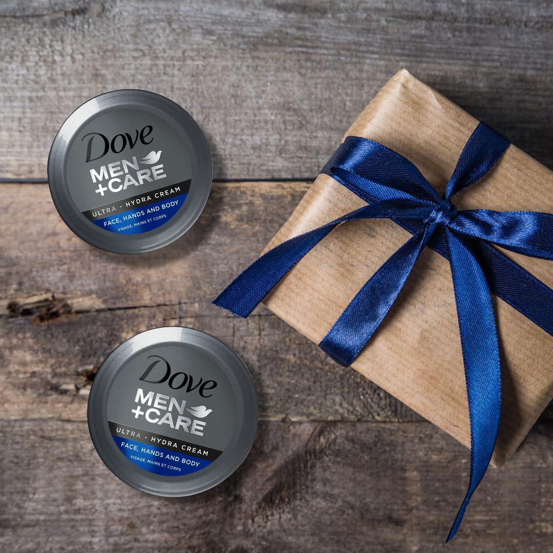 Dove Men+Care Ultra Hydra Cream, Face, Hands And Body Care, All Skin Types, 3-Pack Of 5.07 Oz Each, Jar