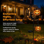 Solar Halloween Black Cat & Pumpkin Moon Garden Stake Light, Outdoor Waterproof Led Yard Decoration With Crescent Moon, Hanging Jack-O'-Lantern Lantern For Garden, Patio, Walkway, Porch (Style C)
