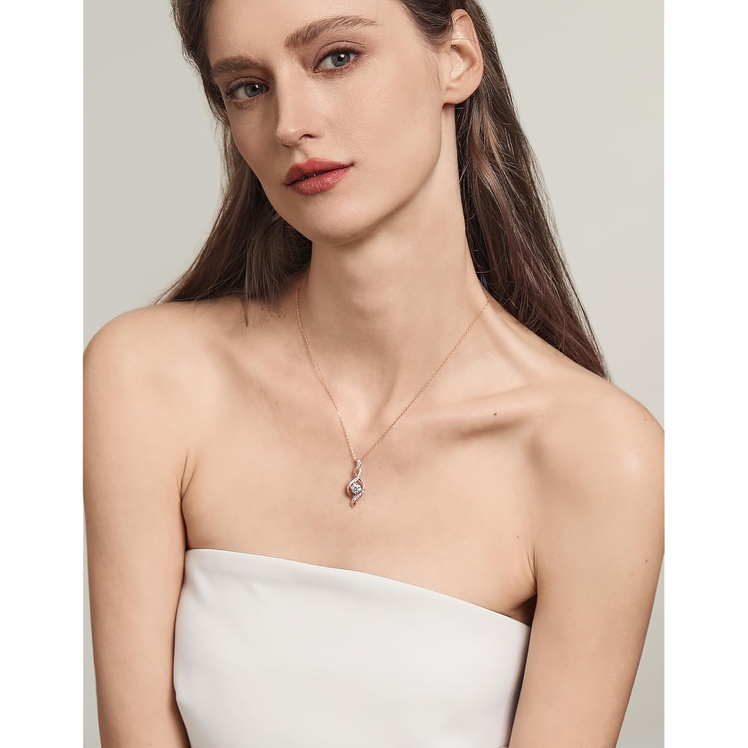 Diamond Necklace for Women, 0.85 Carat 14K Gold Plated 925 Sterling Silver IGI Certified LAB GROWN Diamond Necklaces(D-E Color, VS Clarity)