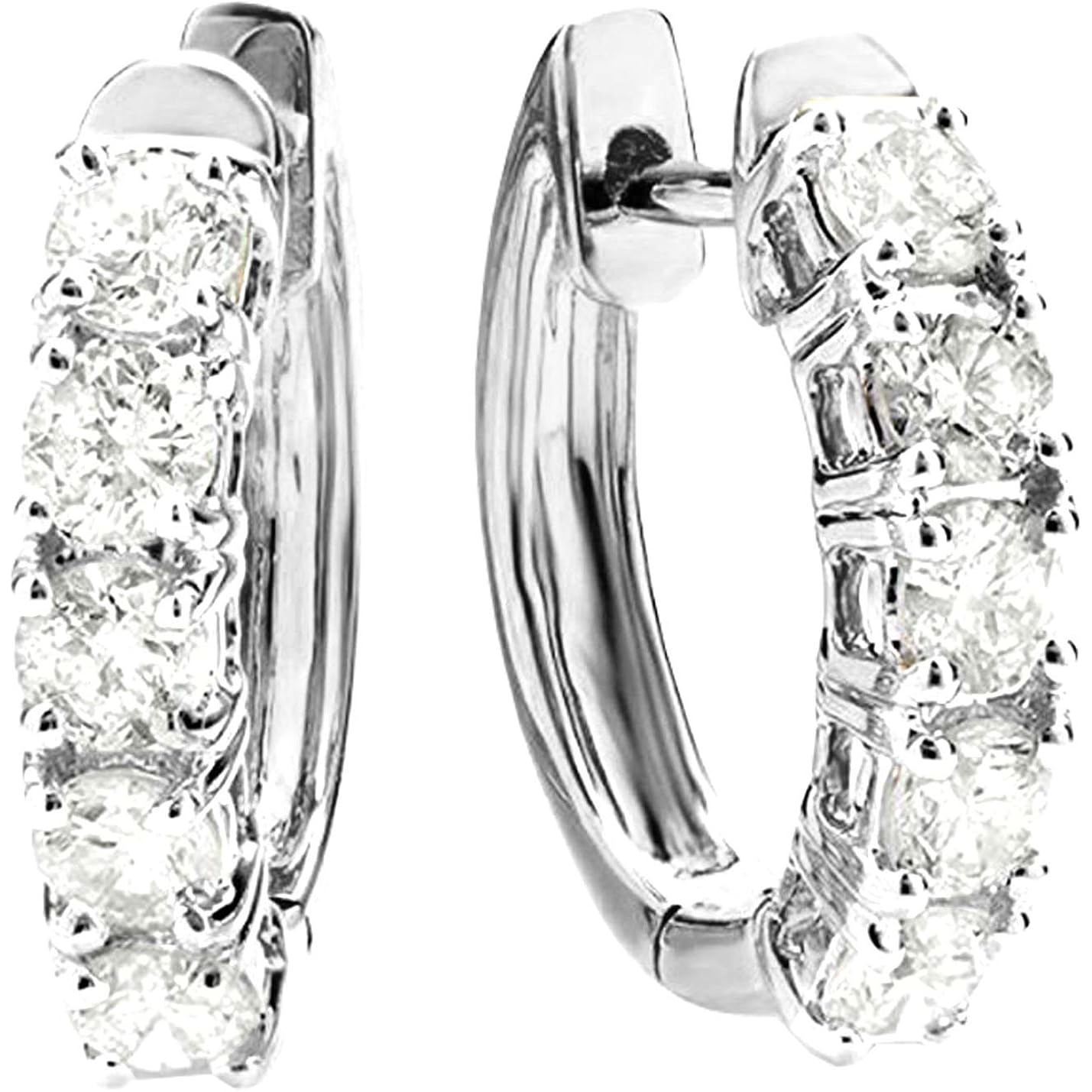 1 to 6 Carat 14K White Gold Classic LAB GROWN Diamond Huggie Hoop Earrings for Women Ultra Premium Collection (D-E Color, VS1-VS2 Clarity)