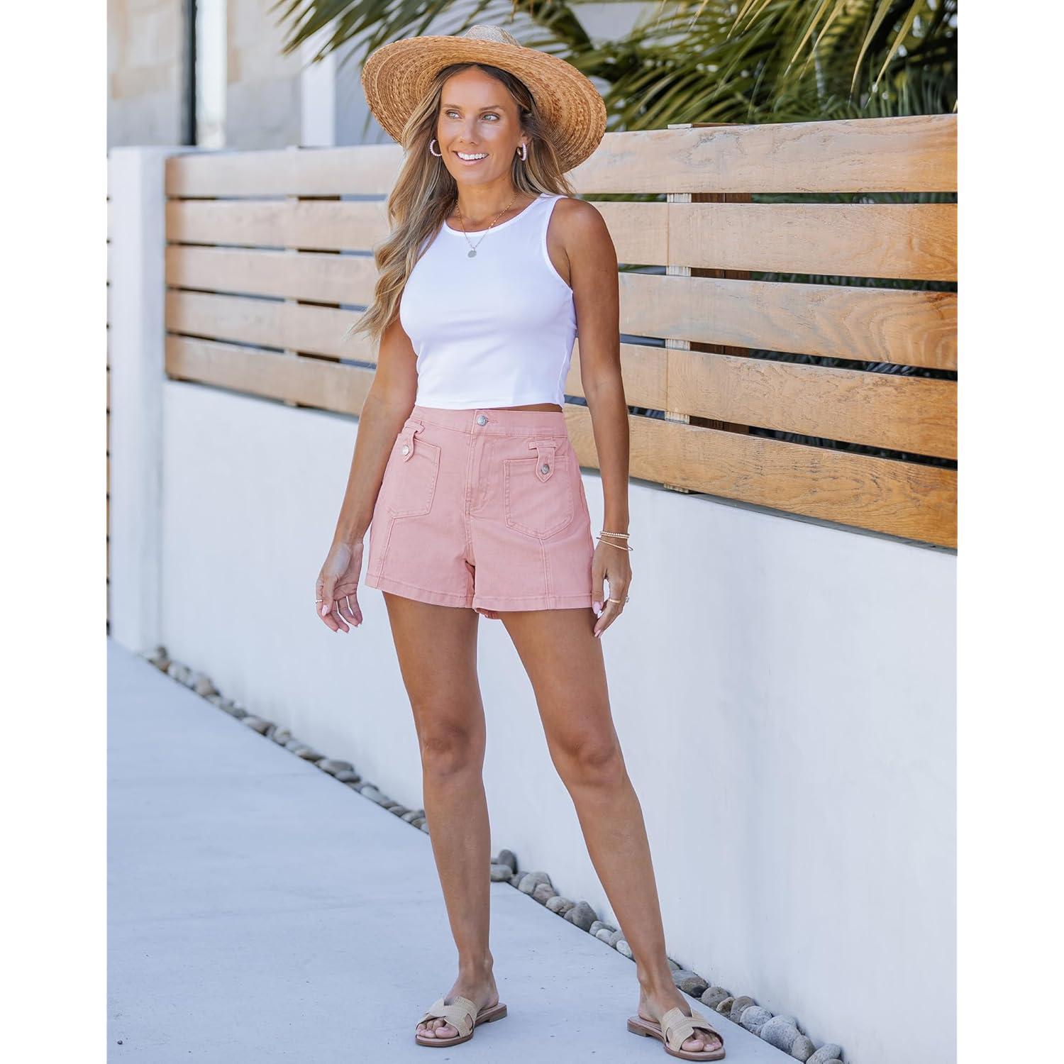 Jean Shorts for Women High Waisted Wide Leg Elastic Waist Stretchy Denim Jorts Summer Causal Shorts with Pockets