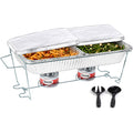 Sterno Disposable Complete Chafing Dish Buffet Set, 6-Hour Chafer Fuel Wick, Food Warmers, Warming Trays, Lids & Serving Utensils
