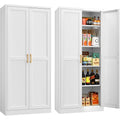 71" Tall Metal Storage Cabinet, Kitchen Pantry Storage Cabinets With Doors And 4 Shelves, White Pantry Cabinet, Utility Kitchen Cupboard, Large Steel Cabinets For Dining, Office, Living Room