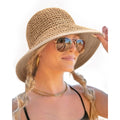 FURTALK Summer Straw Beach Sun Hats for Women UPF 50 Floppy Wide Brim Travel Bucket Hat Foldable Packable