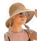 FURTALK Summer Straw Beach Sun Hats for Women UPF 50 Floppy Wide Brim Travel Bucket Hat Foldable Packable